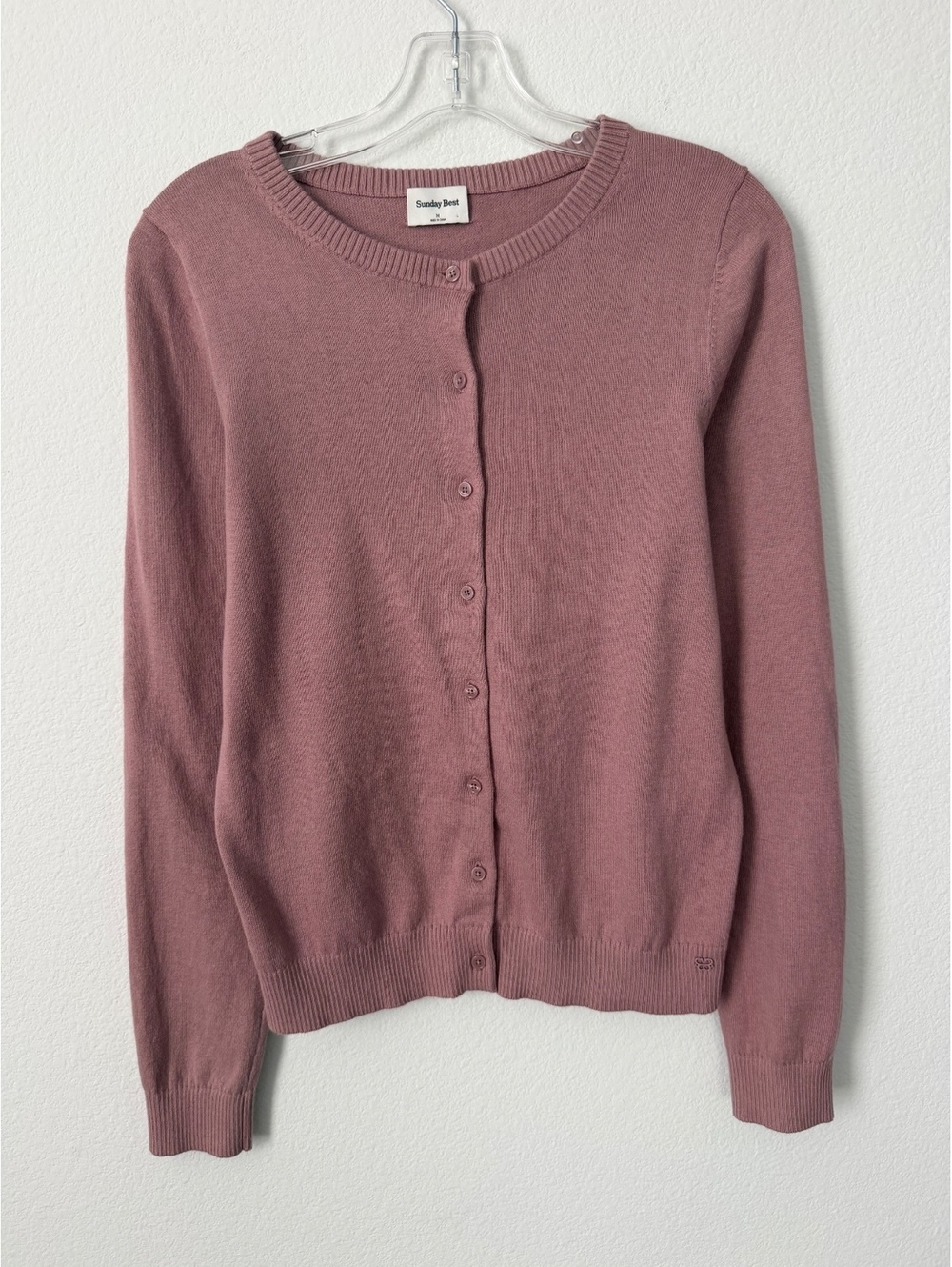 Aritzia Sunday Best Cotton/Cashmere Long Sleeve ButtonFront Mauve Sweater Size M